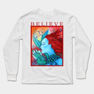 Mermaid Believe Painting Long Sleeve T-Shirt